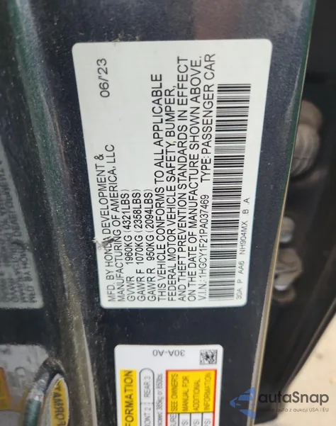 2023 Honda Accord Lx from USA, damaged, VIN 1HGCY1F21PA037469